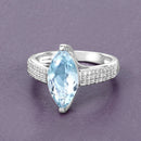 2.09 Carat Genuine Aquamarine and White Diamond 14K White Gold Ring-2
