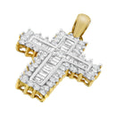 14K Yellow Gold 2.0 Cttw Multi-Row Diamond Cross Pendant Necklace-3