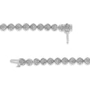 .925 Sterling Silver 1.0 Cttw Diamond Miracle-Plate Open Quatrefoil Flower Circle-Link 7" Tennis Bracelet (I-J color, I3 clarity)-4