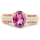 14K Yellow Gold Plated 3.32 Carat Genuine Rhodolite and White Topaz .925 Sterling Silver Ring-4