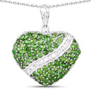 4.51 Carat Genuine Chrome Diopside and White Topaz .925 Sterling Silver Pendant-1