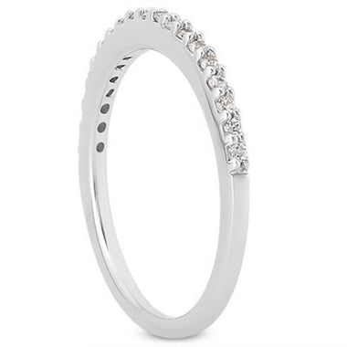 14k White Gold Slim Profile Diamond Micro Prong Diamond Wedding Ring Band - 0