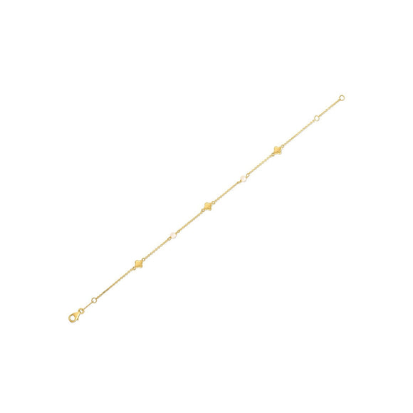 14k Yellow Gold Pearl Clover Bracelet
