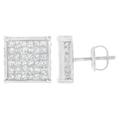 10K White Gold 2ct TDW Princess-Cut Composite Diamond Stud Earring (I-J ,I2-I3) - 0