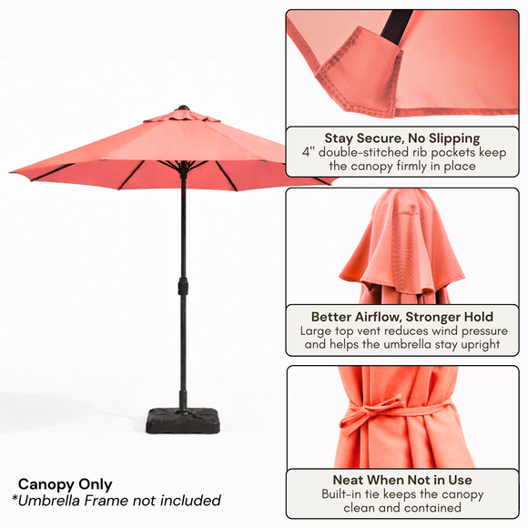 9ft Market Patio Umbrella 8 Rib Replacement Canopy Peach Coral