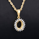 0.13 Carat Genuine White Diamond 14K Yellow Gold Semi Mount Pendant - holds 8x6mm Oval Gemstone-4