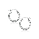 10k White Gold Polished Hoop Earrings (15 mm)-1