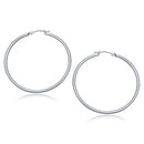 10k White Gold Polished Hoop Earrings (40 mm)-1