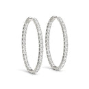 Oval Shape Two Sided Diamond Hoop Earrings in 14k White Gold (2 cttw)-5