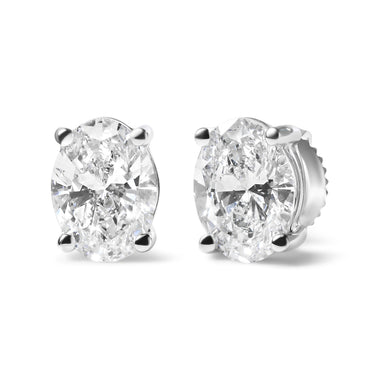 14K White Gold 3/4 Cttw Oval Shape Lab Grown Diamond Solitaire Stud Earrings (F-G Color, VS1-VS2 Clarity) - 0