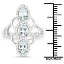 1.54 Carat Genuine Aquamarine and White Zircon .925 Sterling Silver Ring-3