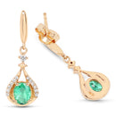 0.70 Carat Genuine Zambian Emerald and White Diamond 14K Yellow Gold Earrings-2