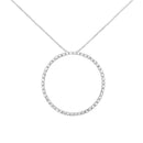 .925 Sterling Silver 4 cttw Prong Set, Round-Cut Diamond Open Circle Hoop 18" Pendant Necklace (J-K Color, I1-I2 Clarity)-1