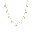 14k Yellow Gold Necklace with Round Diamond Charms-2