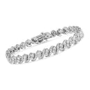 .925 Sterling Silver 2.0 Cttw Round-Cut Diamond "S" Link Bracelet (I-J Color, I3 Clarity) - 7.25"-2