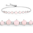 5.50 Carat Genuine Pink Opal and White Topaz .925 Sterling Silver Bracelet-2
