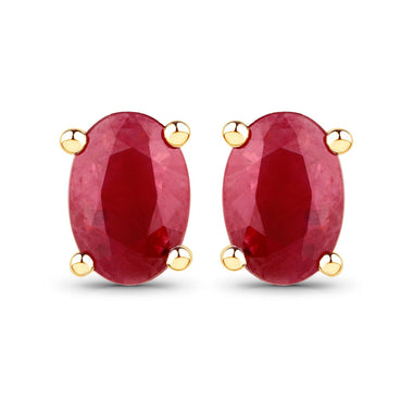 1.04 Carat Genuine Ruby 14K Yellow Gold Earrings