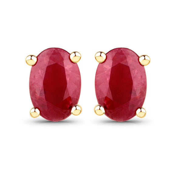 1.04 Carat Genuine Ruby 14K Yellow Gold Earrings