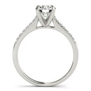 14k White Gold Single Row Scalloped Set Diamond Engagement Ring (1 1/8 cttw)-2