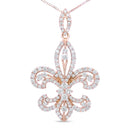 14K Yellow Gold 1.00 Cttw Round Diamond Fleur De Lis 18" Pendant Necklace (H-I Color, SI2-I1 Clarity)-1