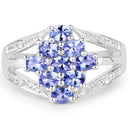 1.59 Carat Genuine Tanzanite and White Topaz .925 Sterling Silver Ring-3