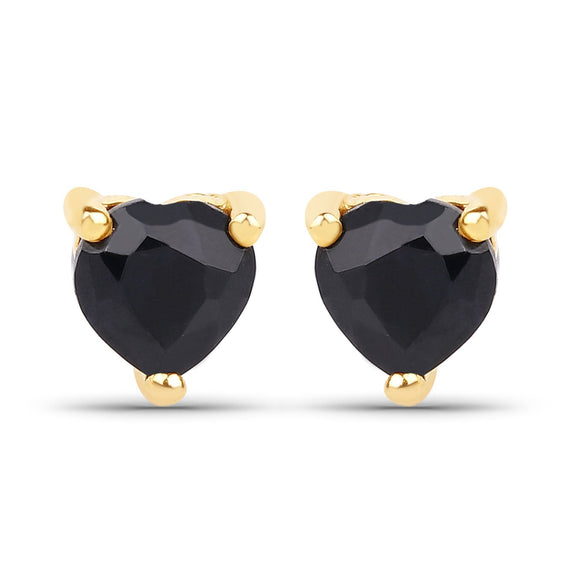0.70 Carat Genuine Black Sapphire 14K Yellow Gold Earrings
