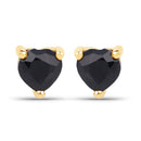 0.70 Carat Genuine Black Sapphire 14K Yellow Gold Earrings-1