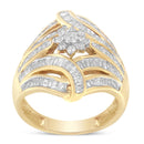 10K Yellow Gold Diamond Ring (1 Cttw, I-J Color, I2-I3 Clarity) - Size 7-4