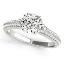14k White Gold Double Prong Multirow Band Diamond Engagement Ring (1 1/8 cttw)-1