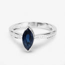 1.44 Carat Genuine Blue Sapphire and White Diamond 14K White Gold Ring-3