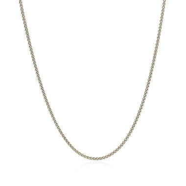 18k White Gold Round Wheat Chain 1.4mm - 0