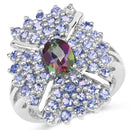 2.86 Carat Genuine Mystic Topaz and Tanzanite .925 Sterling Silver Ring-1
