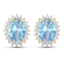 2.36 Carat Genuine Aquamarine and White Diamond 14K Yellow Gold Earrings-2