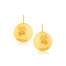 14k Yellow Gold Hammered Texture Disc Drop Earrings Medium-1