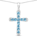 3.85 Carat Genuine Blue Topaz .925 Sterling Silver Pendant-1