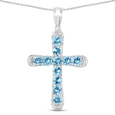 3.85 Carat Genuine Blue Topaz .925 Sterling Silver Pendant
