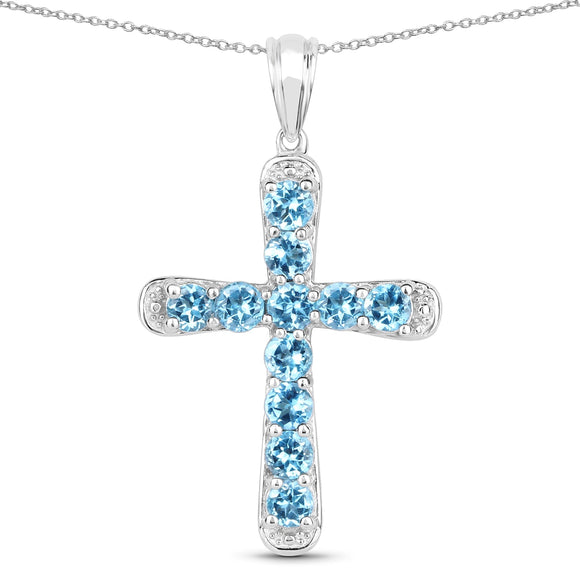 3.85 Carat Genuine Blue Topaz .925 Sterling Silver Pendant
