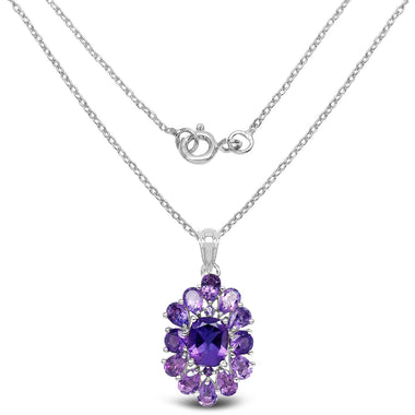 7.24 Carat Genuine Amethyst .925 Sterling Silver Pendant - 0
