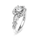 14K White Gold Diamond 3/4 Cttw Diamond Halo Style and Woven Shank Engagement Ring (G-H Color, VS2-SI1 Clarity) - Size 7-3