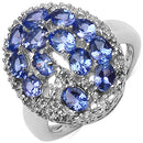 2.29 Carat Genuine Tanzanite & White Topaz .925 Sterling Silver Ring-1