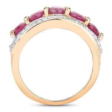 1.74 Carat Genuine Ruby and White Diamond .925 Sterling Silver Ring - 0