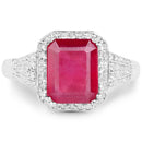 4.55 Carat Glass Filled Ruby and White Topaz .925 Sterling Silver Ring-4