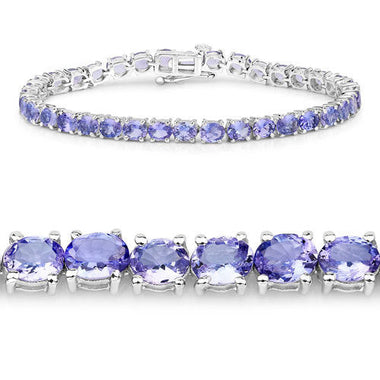 12.21 Carat Genuine Tanzanite .925 Sterling Silver Bracelet - 0