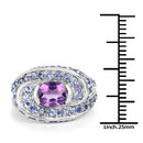 2.76 Carat Genuine Amethyst and Tanzanite .925 Sterling Silver Ring-3