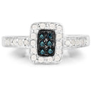 0.36 Carat Genuine Blue Diamond and White Diamond .925 Sterling Silver Ring-3