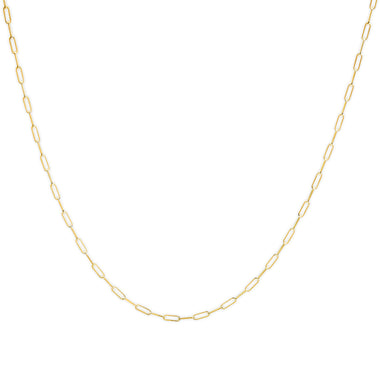 Solid 14K Yellow Gold 2.5mm Paperclip Chain Necklace Unisex 18" Inches - 0