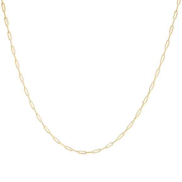 Solid 14K Yellow Gold 2.5mm Paperclip Chain Necklace Unisex 18" Inches