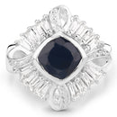 3.06 Carat Glass Filled Sapphire and White Topaz .925 Sterling Silver Ring-3