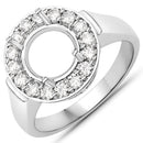 0.48 Carat Genuine White Diamond 14K White Gold Semi Mount Ring - holds 8.00mm Round Gemstone-1