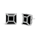 14K White Gold 3/8ct Diamond with 11x11MM Black Onyx Stud Earrings (G-H Color, SI1-SI2 Clarity)-2